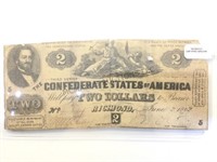 1862 $2 Confederate Currency