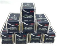 Eight 50-Cartridge Boxes 22 Mag TNT Green
