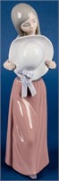 Retired Lladro Figurine Bashful Girl w/ Hat #5007