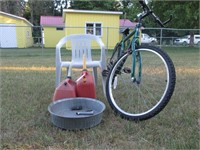 gas cans/ sprayer/ bike/ lawn chair