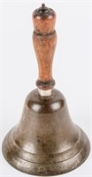Antique Handled Brass School Bell Wood Handle
