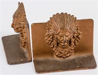 Antique Cast Bronze Indian Chief Bookends