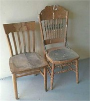 2 hardwood chairs lot - need tlc