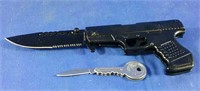 Mini handgun knife combo and key knife
