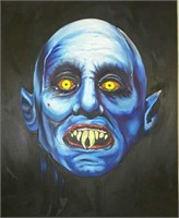 HUGE Blue Demon Painting on Canvas