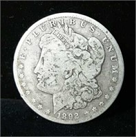 1892 "O" Morgan Silver Dollar