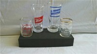 4 vintage beer glasses