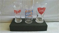 3 vintage beer glasses