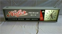 Huber lighted beer sign and clock