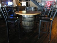 Round Barrel Table with 7 High Top Chairs