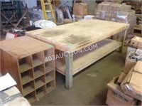 Large Wood Worktable 8'x4'x33" & Cabinet