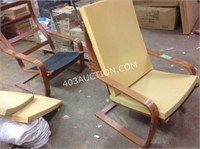 2 Wood Frame Arm Chairs w/ Foam Cushions