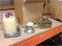 2 Candle Holders & Metal Match Holder