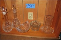 Lot, 1 shelf of assorted glass including: