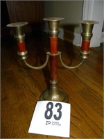 BRASS AND WOOD CANDELABRA MADE IN INDIA 10"