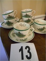 12 PC SPODE CHRISTMAS TREE CUP AND SAUCERS