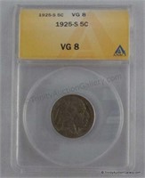 1925-S Buffalo Nickel VG-8 5 Cent Coin