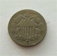 1867 Shield Nickel 5 Cent Coin