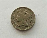 1866 Three Cent Nickel Coin