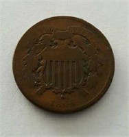 1864 Two Cent Piece Civil War Era Coin