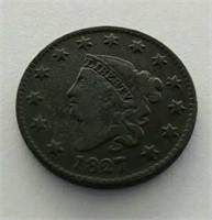 1827 Coronet Head Large Cent Coin