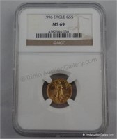 1996 $5 Gold 1/10oz American Eagle MS-69 Coin