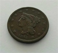 1841 Braided Hair Large Cent Coin
