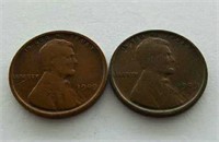 1909 and 1909 VDB Lincoln Wheat Cent Penny Coins