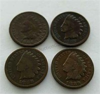 1886 1887 1888 1889 Indian Head Cent Penny Coins
