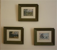3 prints by Alfred Wands, matted under glass
