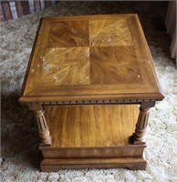 Wood side table - heavy, with drawer,
