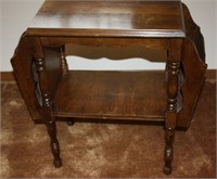 Antiques side table with magazine rack