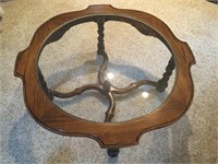 Oak/ Glass top circle table
