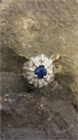 18K White Gold Ring 1.93ct Blue Sapphire with