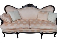 Antique Salmon Fabric French Style Sofa, Excellent