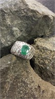 18K White Gold Ring 1.18ct Oval Emerald Center