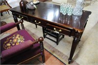 3 Draw Mahogany Library Desk With Reeded Legs