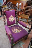 Outstanding Walnut Reeded Arm Chair With Needle Ba