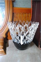 Crystal & Black Amethyst Art Glass Vase