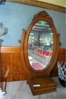Walnut Dressing Mirror With Storage Box