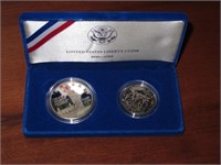 1986-S Liberty Proof silver dollar and half dollar