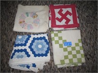 Lot of four vintage hand sewn quilts