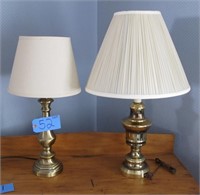 Two brass table lamps