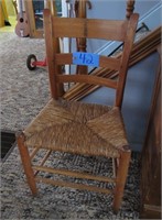 Rush seat slat back chair