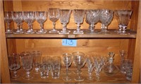 Lot, two shelves of stemware, goblets and