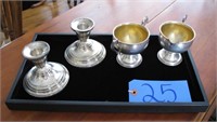 Lot, sterling silver candlesticks and