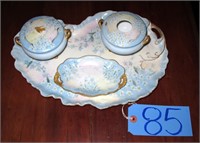 6-pc. Bavarian porcelain dresser set, 13" tray