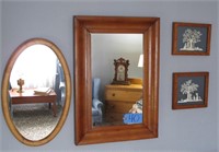 Lot,  ogee mirror, oval mirror and pair of