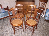 4- Victorian caned seat dining chairs