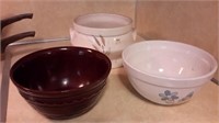 Three Vintage Earthware Bowls